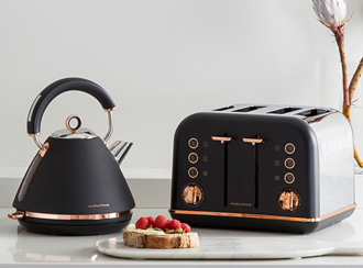 Black and rose gold kettle and toaster hot sale
