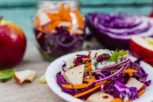 Freshly chopped Apple, Fennel and Red Cabbage Salad